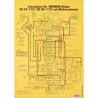 Schaltplan Farbposter (40x57cm) Simson SR50/1 CE, SR80/1...
