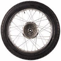 Komplettrad vorn 1,5x16 Zoll, Stahlfelge verchromt + Vee Rubber-Reifen VRM094