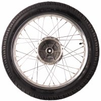 Komplettrad hinten 1,6x16 Zoll Alufelge, Chromspeichen, Vee Rubber-Reifen VRM094