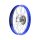 Speichenrad 1,50x16 Zoll - Alufelge blau eloxiert poliert, Edelstahlspeichen, Radnabe abgedreht