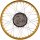 Speichenrad 1,50x16 Zoll - Alufelge gold eloxiert poliert, Chromspeichen, Radnabe schwarz
