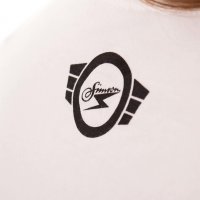 T-Shirt, weiß, Motiv: Schwalbe auf Olympiablau - 100% Baumwolle